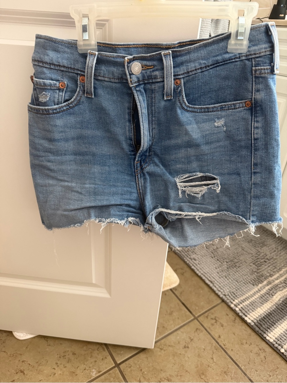 Vintage Levi's Light Blue Distressed High Waist Denim Shorts